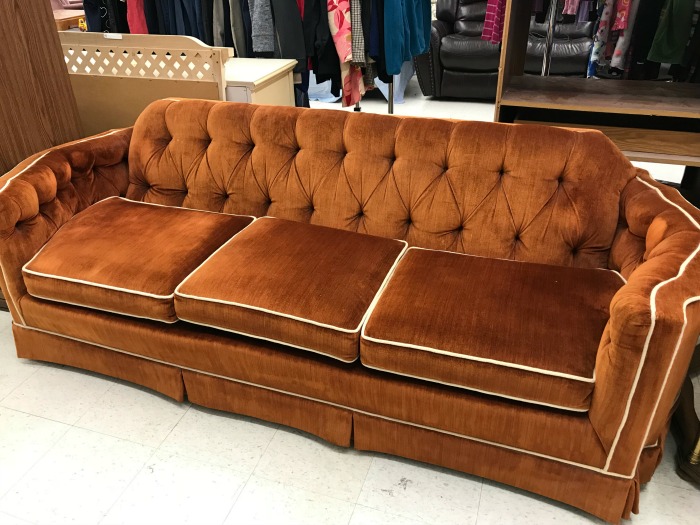 rust vintage sofa